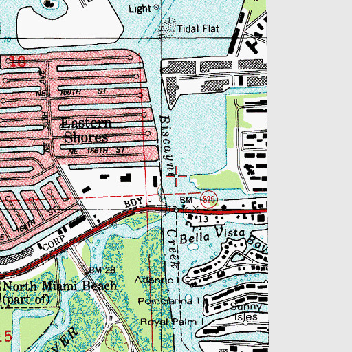 Topographic Map of Biscayne Creek, FL