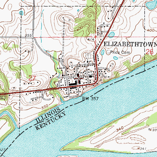 Topographic Map of Elizabethtown Post Office, IL