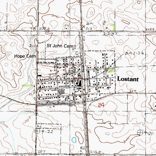 Topographic Map of Lostant Post Office, IL