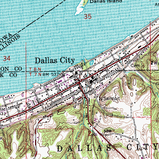 Topographic Map of Dallas City Post Office, IL