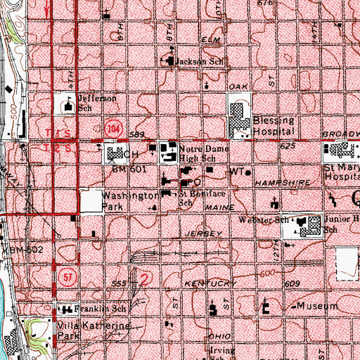 Topographic Map of Orville H Browning Post Office, IL