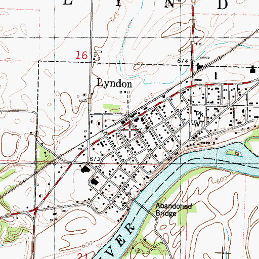 Topographic Map of Lyndon Post Office, IL