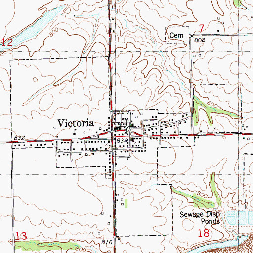Topographic Map of Victoria Post Office, IL
