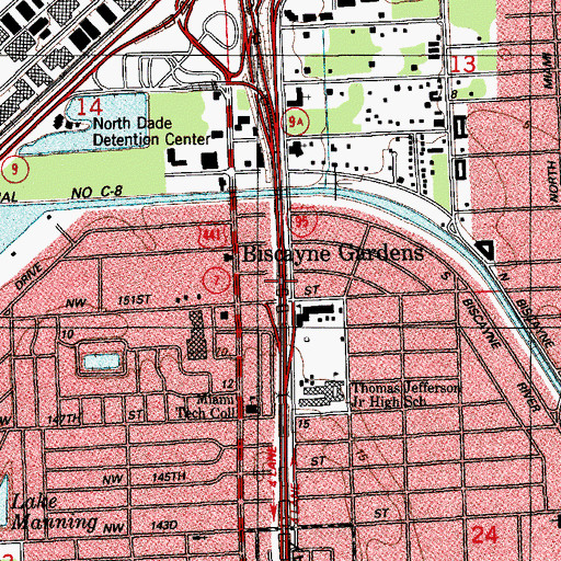 Topographic Map of Biscayne Gardens, FL