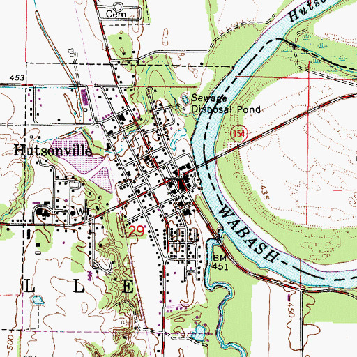 Topographic Map of Hutsonville Post Office, IL