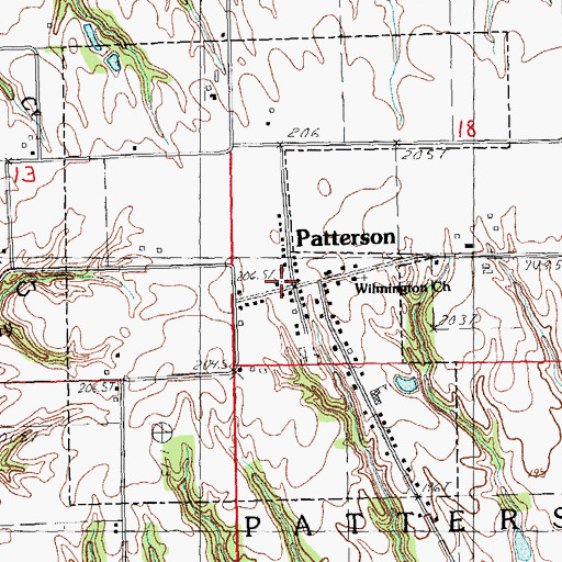 Topographic Map of Patterson Post Office, IL