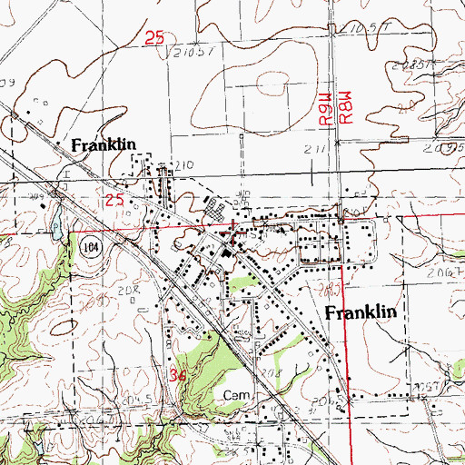 Topographic Map of Franklin Post Office, IL