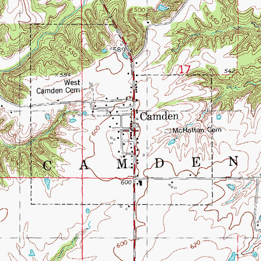Topographic Map of Camden Post Office, IL