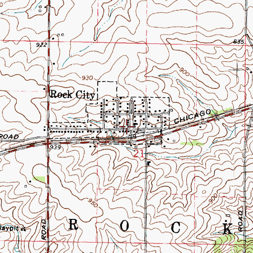 Topographic Map of Rock City Post Office, IL