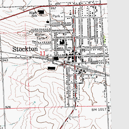 Topographic Map of Stockton Post Office, IL