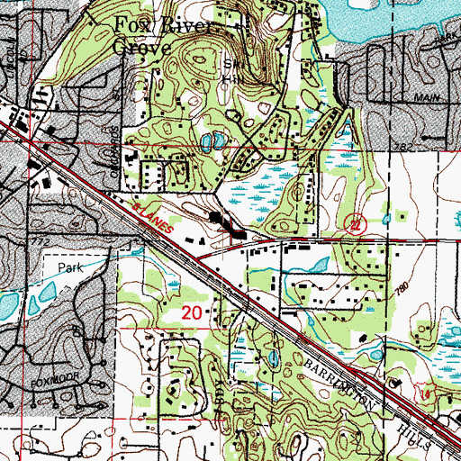 Topographic Map of Fox River Grove Post Office, IL