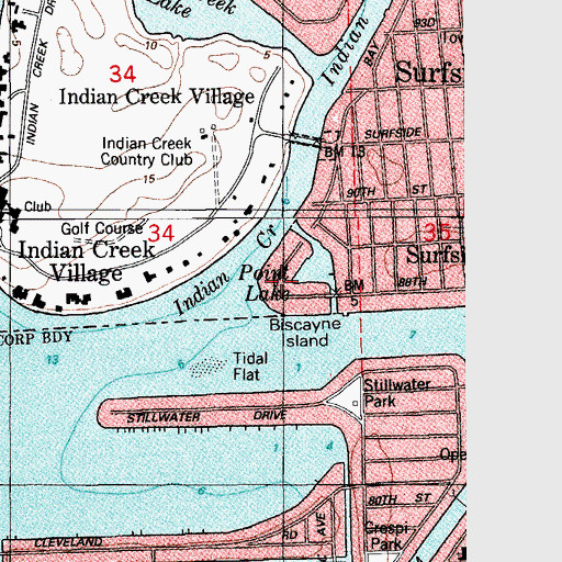 Topographic Map of Biscayne Island, FL