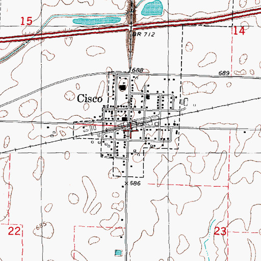 Topographic Map of Cisco Post Office, IL