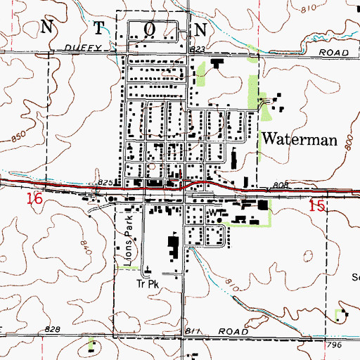 Topographic Map of Waterman Post Office, IL