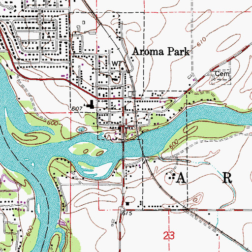 Topographic Map of Aroma Park Post Office, IL