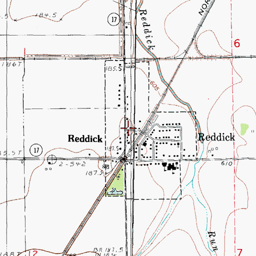 Topographic Map of Reddick Post Office, IL
