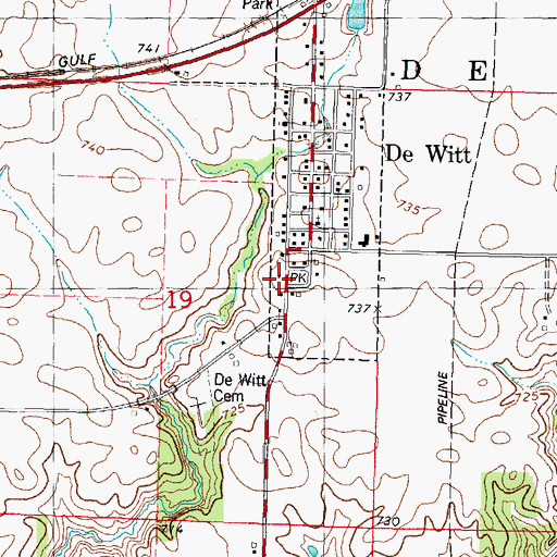 Topographic Map of DeWitt Post Office, IL