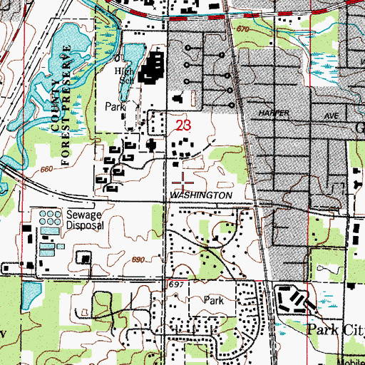 Topographic Map of Gurnee Post Office, IL