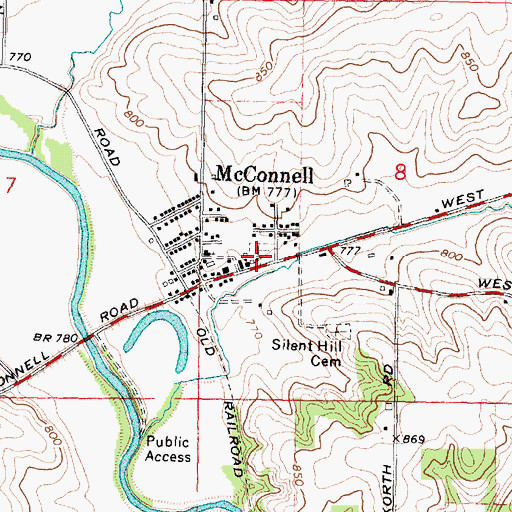 Topographic Map of McConnell Post Office, IL