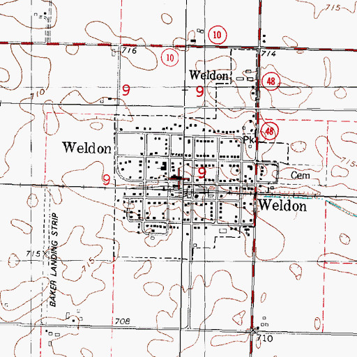 Topographic Map of Weldon Post Office, IL