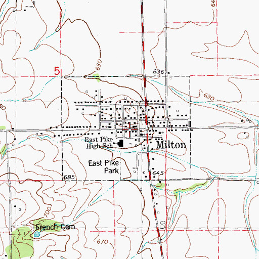 Topographic Map of Milton Post Office, IL