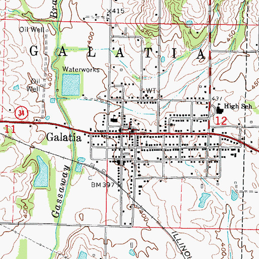 Topographic Map of Galatia Post Office, IL