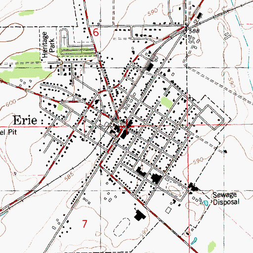 Topographic Map of Erie Post Office, IL