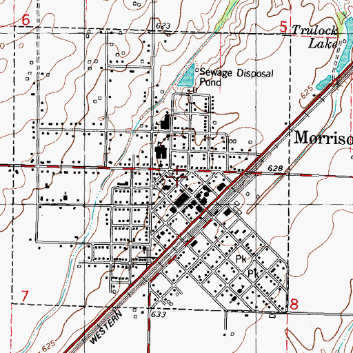 Topographic Map of Morrisonville Post Office, IL