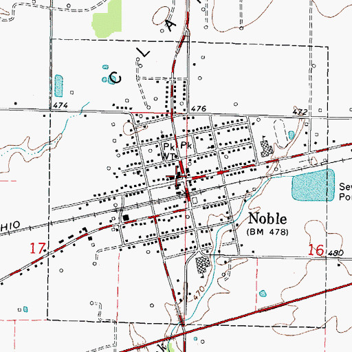 Topographic Map of Noble Post Office, IL