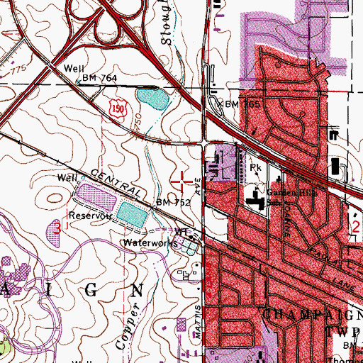Topographic Map of Champaign Post Office, IL