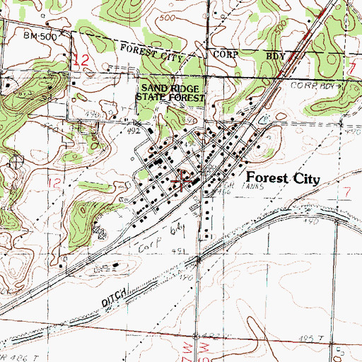 Topographic Map of Forest City Post Office, IL