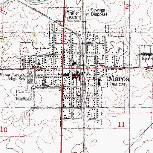 Topographic Map of Maroa Post Office, IL
