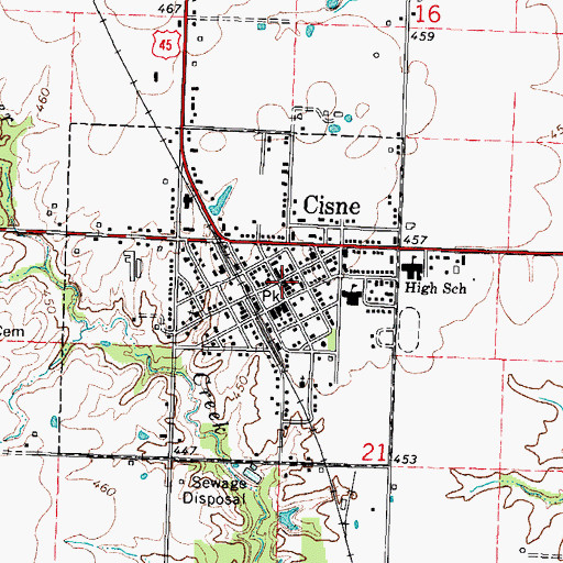 Topographic Map of Cisne Post Office, IL