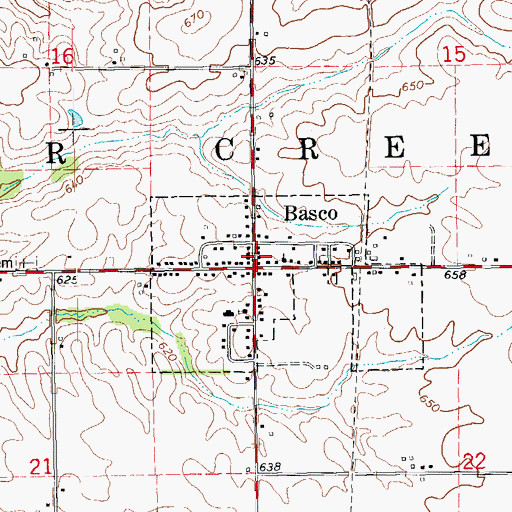 Topographic Map of Basco Post Office, IL