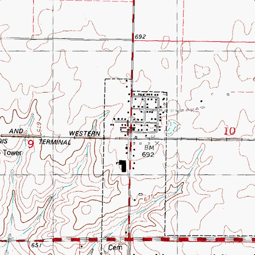 Topographic Map of Harristown Post Office, IL