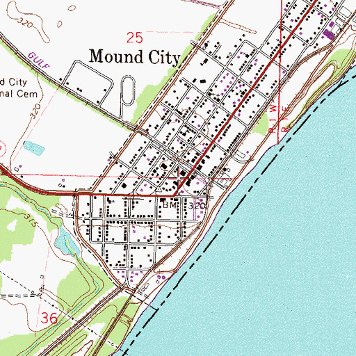 Topographic Map of Mound City Post Office, IL