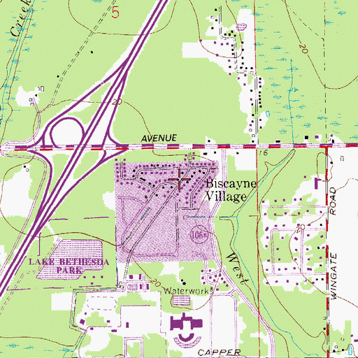 Topographic Map of Biscayne Village, FL
