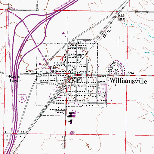 Topographic Map of Williamsville Post Office, IL
