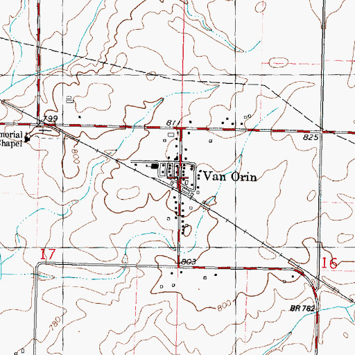 Topographic Map of Van Orin Post Office, IL