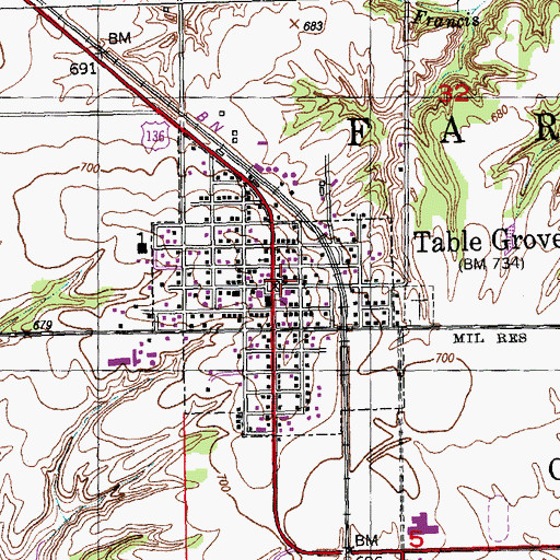 Topographic Map of Table Grove Post Office, IL