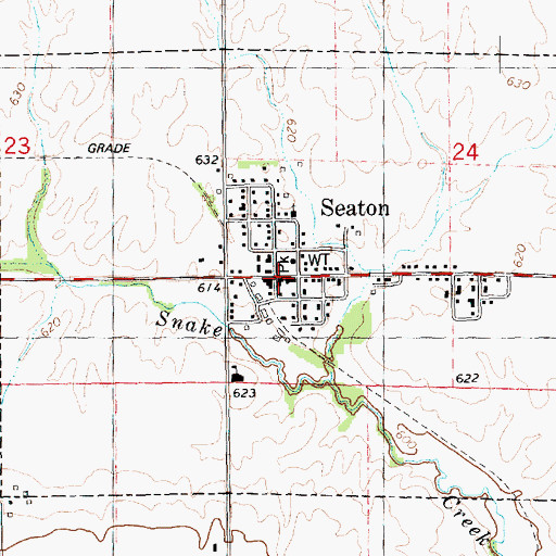Topographic Map of Seaton Post Office, IL