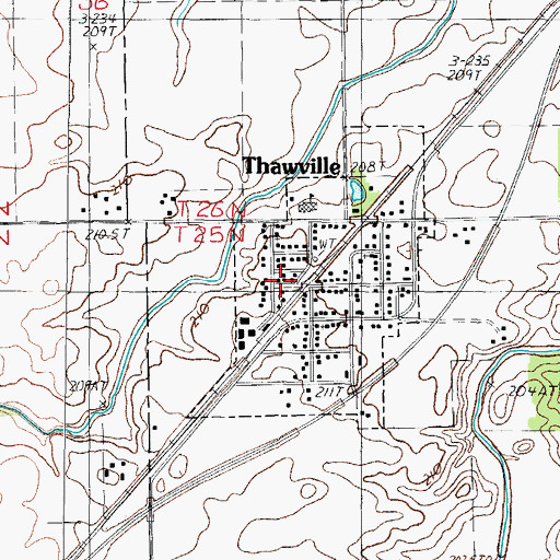 Topographic Map of Thawville Post Office, IL