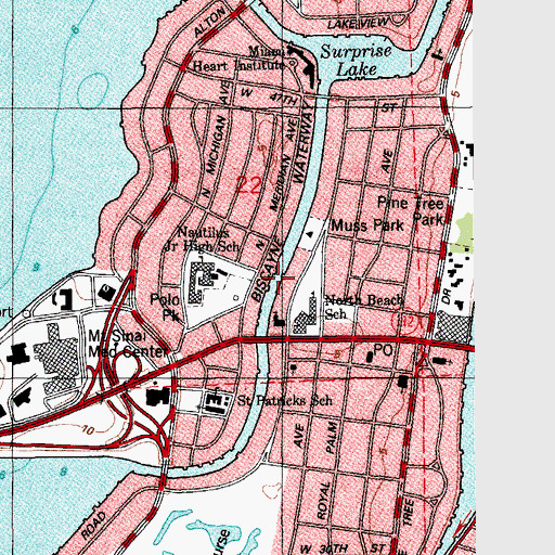 Topographic Map of Biscayne Waterway, FL