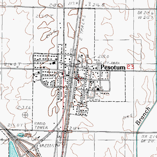 Topographic Map of Pesotum Post Office, IL