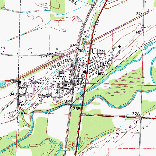 Topographic Map of Ullin Post Office, IL