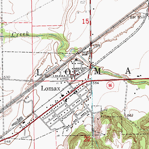 Topographic Map of Lomax Post Office, IL