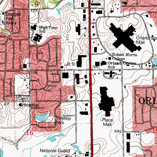 Topographic Map of Orland Park Retail Post Office, IL