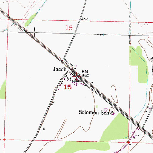 Topographic Map of Jacob Post Office, IL