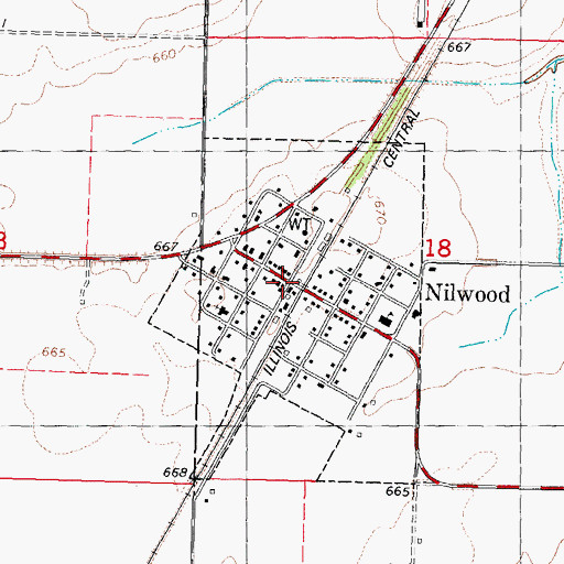 Topographic Map of Nilwood Post Office, IL