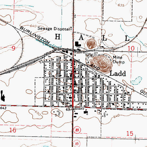 Topographic Map of Ladd Post Office, IL